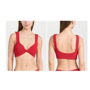 Hunza G Juno Bikini Top in Red One Size New Womens swimsuit